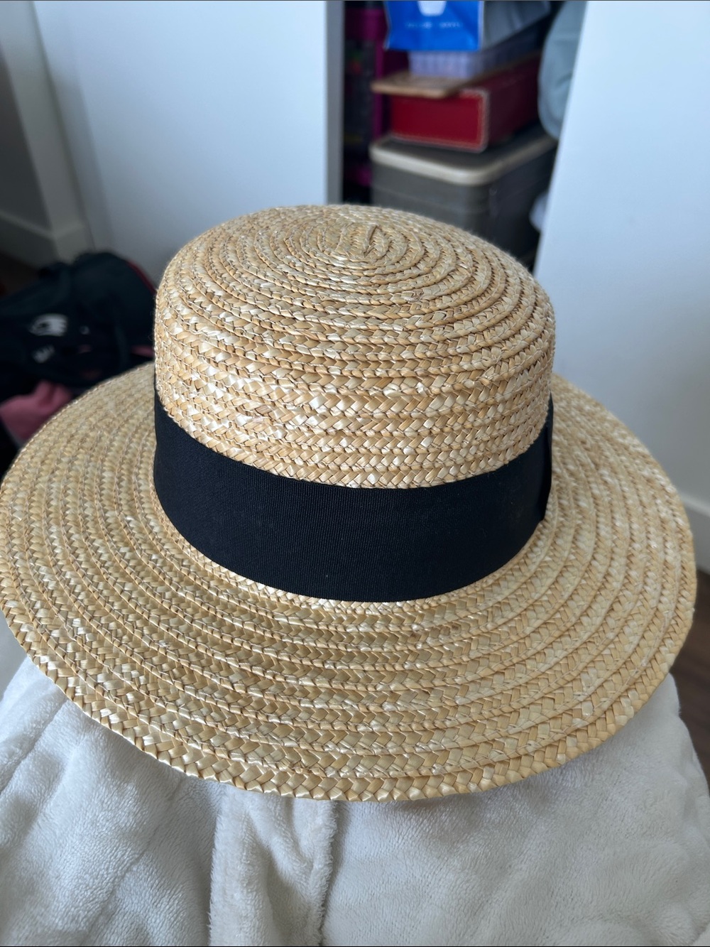 Lucky Brand Natural Straw Hat with Black Band